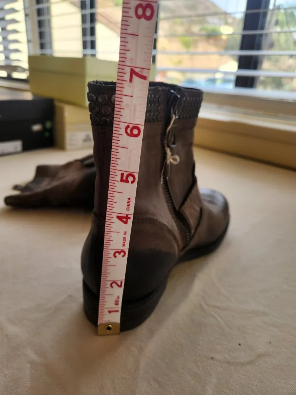 Italian Leather Distressed Ankle Boots Buckle Booties Size 36 / 6